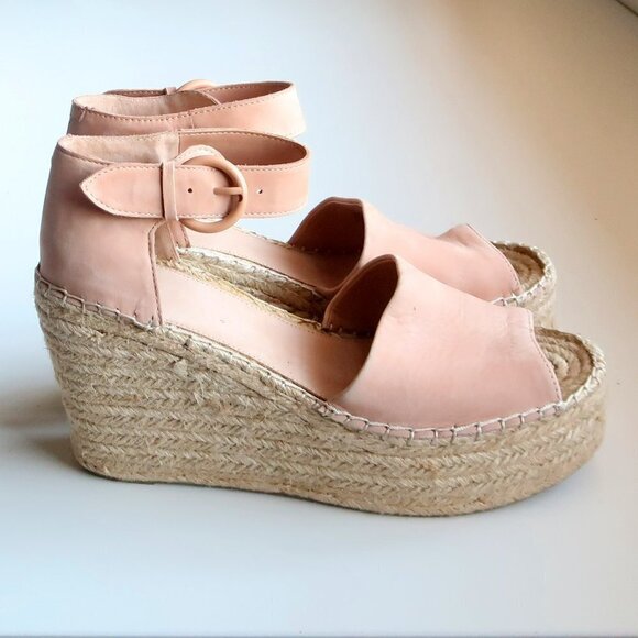 Marc Fisher Alida Pale Pink Platform Espadrille Ankle Strap Sandals Summer Shoes - Picture 2 of 15